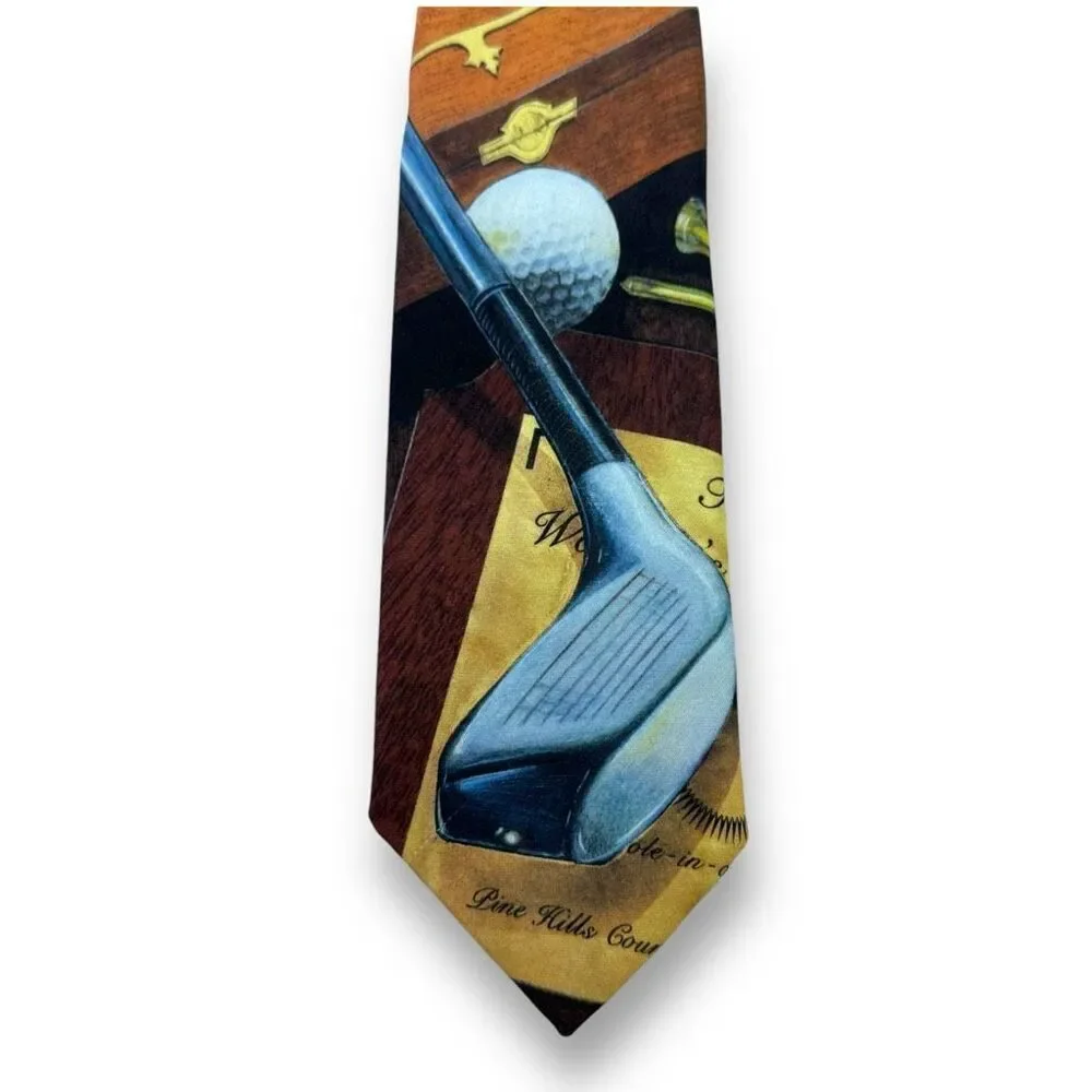 Vintage Ralph‎ Marlin Golfclub Novelry Print Tie Golf Putter Golfer Gift